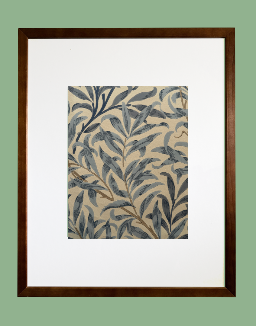 Willow Bough (Blue) William Morris Framed Wall Art with Original Wallpaper Sample