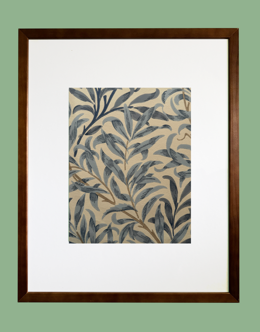 Willow Bough (Blue) William Morris Framed Wall Art with Original Wallpaper Sample