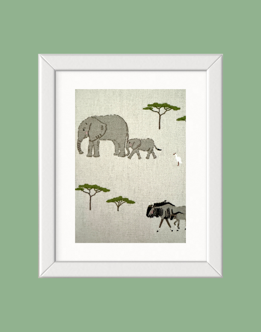 Framed children’s & countryside themed unique wall art from Sophie Allport fabric collection - Safari