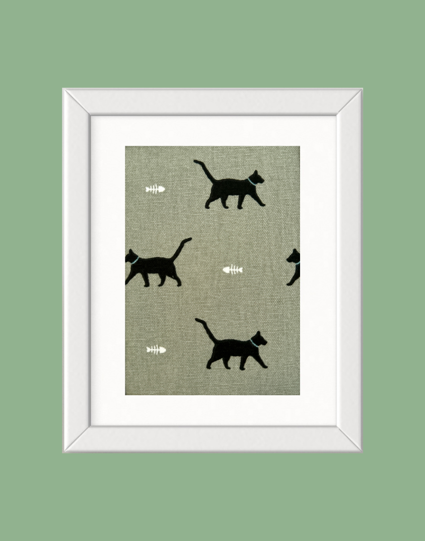 Framed children’s & countryside themed unique wall art from Sophie Allport fabric collection - Cat