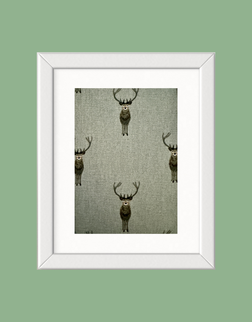 Framed children’s & countryside themed unique wall art from Sophie Allport fabric collection - Highland Stag