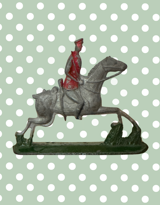 Medium Grey Horse & Rider Collectable on Stand | Britains Ltd Rare Vintage Lead Toy (1920s)