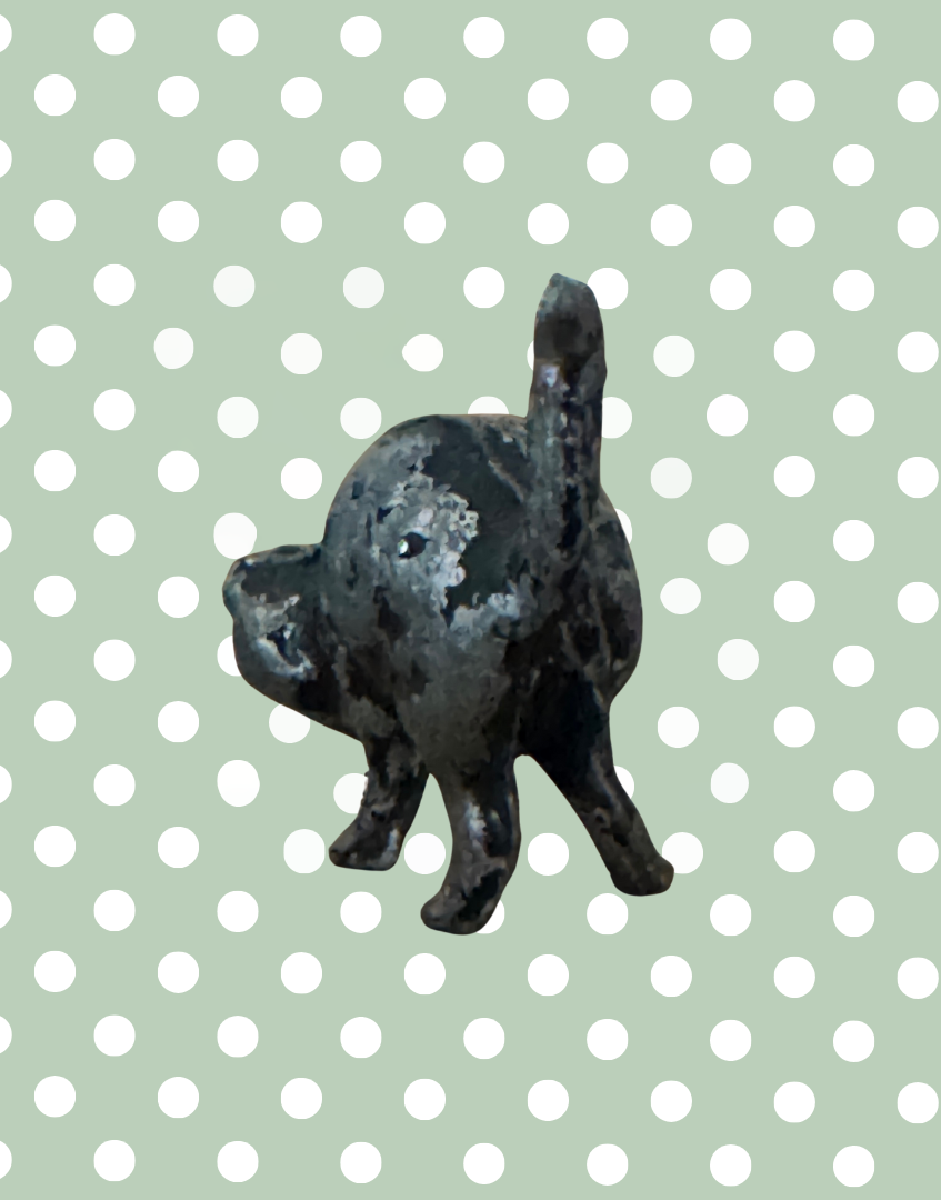 Striking Black Halloween Cat Collectable | Vintage Lead Figurine with Yellow Eyes