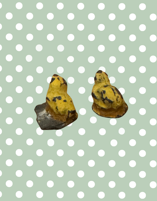 Two Tiny Sweet Miniature Chicks on Stands | Britains Ltd Vintage Lead Birds (1920s)