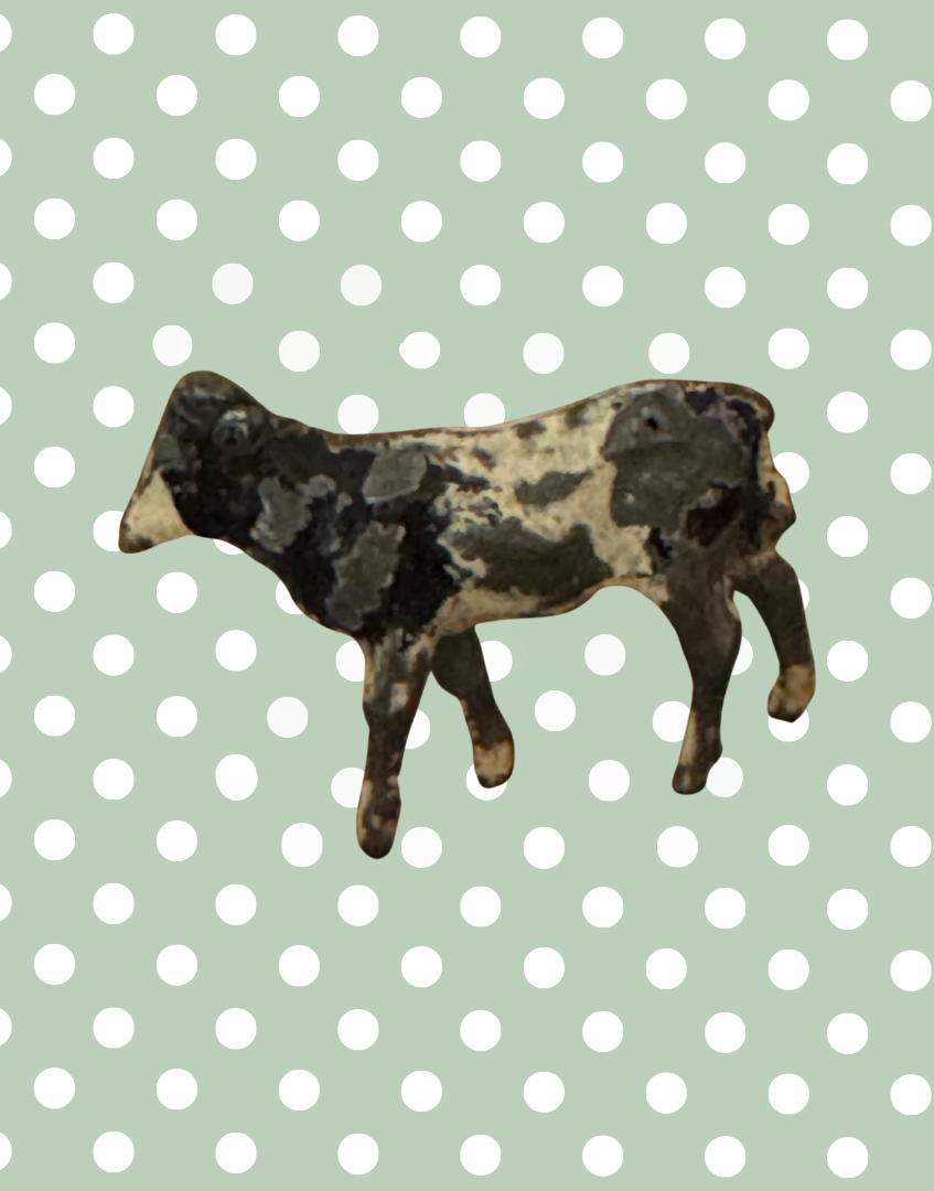 Charming Miniature Black & White Standing Calf | Britains Ltd Vintage Lead Animal Figurine (1920s)