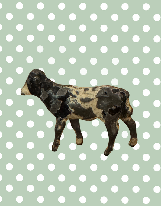 Charming Miniature Black & White Standing Calf | Britains Ltd Vintage Lead Animal Figurine (1920s)