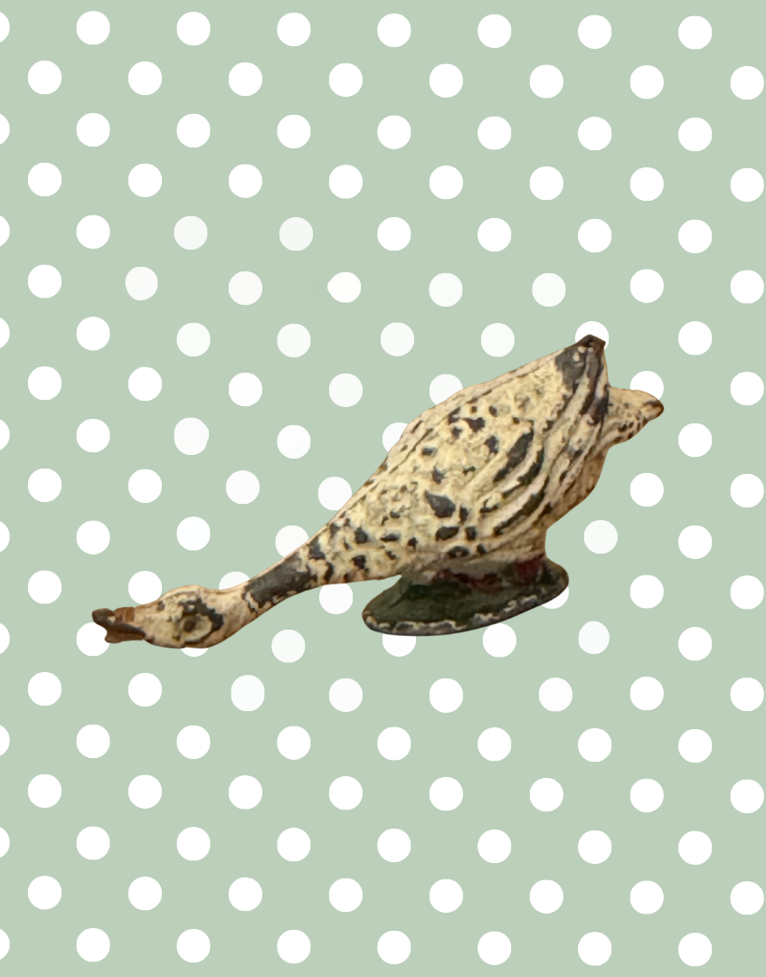 Small White Goose with Neck Down on Stand Figurine | Britains Ltd Vintage Lead Toy (1920s)