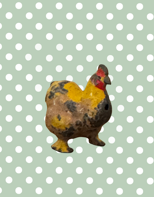 Sweet Miniature Yellow Cockerel | Britains Ltd Vintage Lead Farm Bird (1920s)