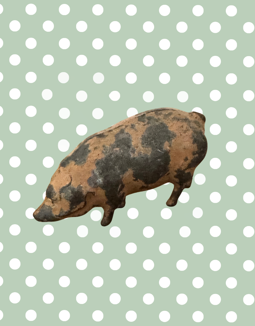 Medium Pink Patched Pig (Version 2) | Britains Ltd Vintage Lead Pig Figurine (1920s)