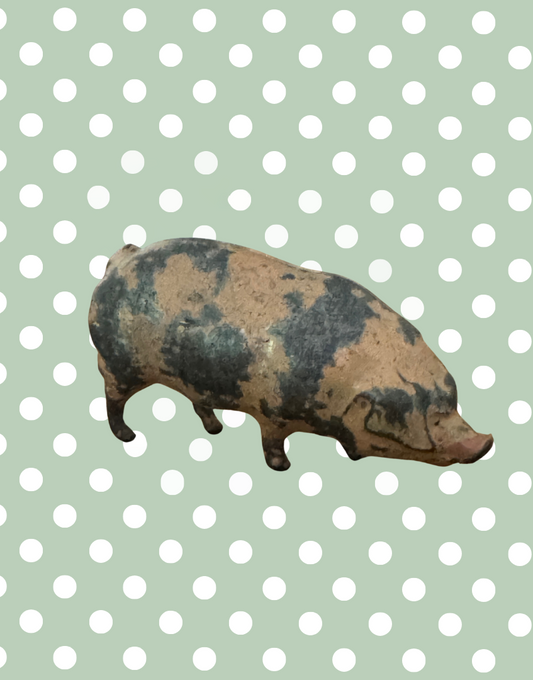 Medium Pink Patched Pig (Version 2) | Britains Ltd Vintage Lead Pig Figurine (1920s)