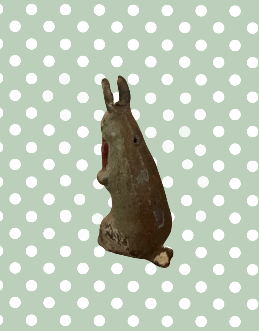 Delightful Rare Rabbit with Carrot | Taylor & Barrett Vintage Lead Figurine (England)