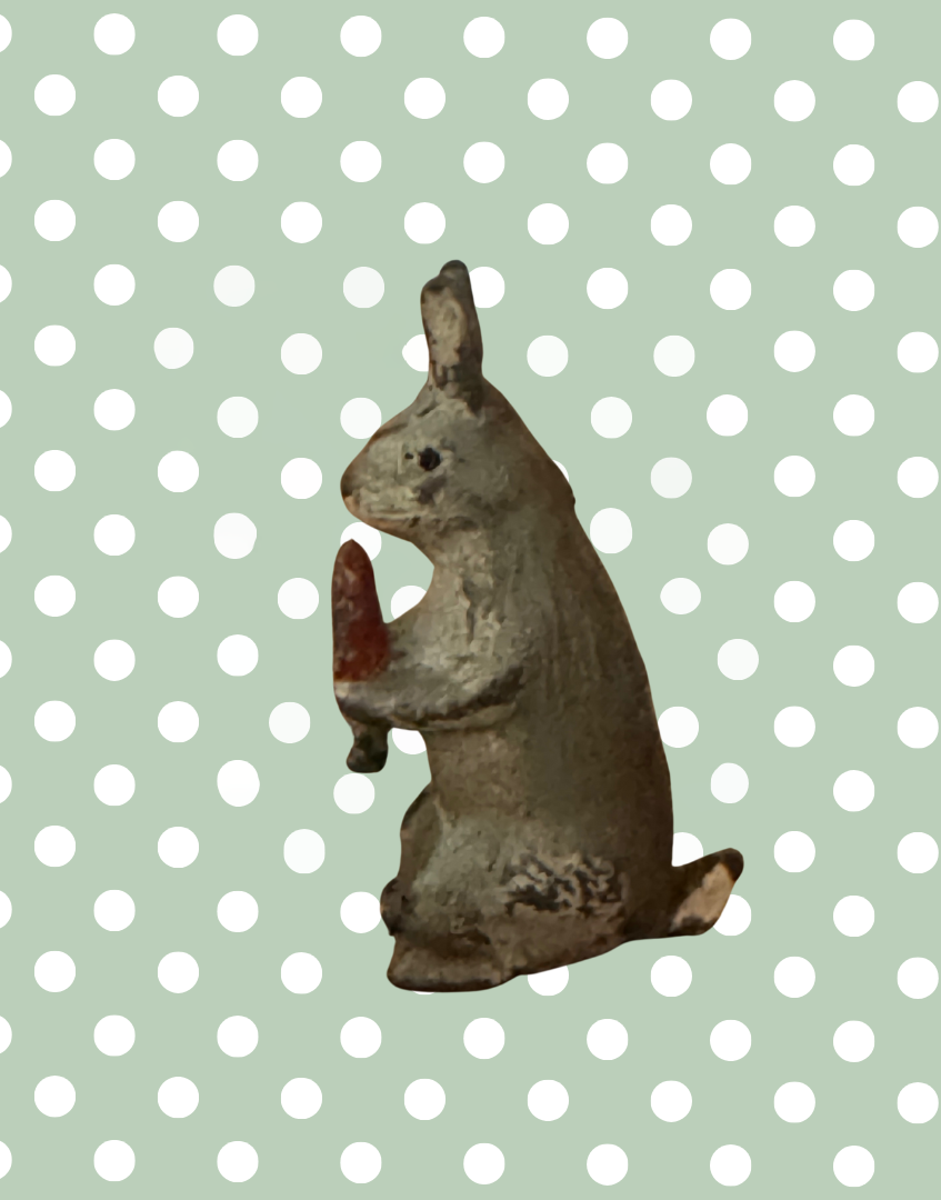 Delightful Rare Rabbit with Carrot | Taylor & Barrett Vintage Lead Figurine (England)