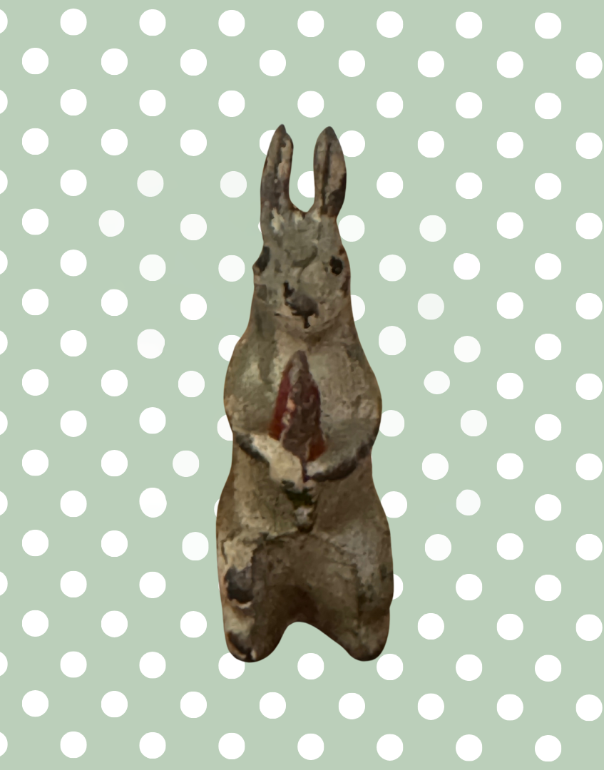Delightful Rare Rabbit with Carrot | Taylor & Barrett Vintage Lead Figurine (England)