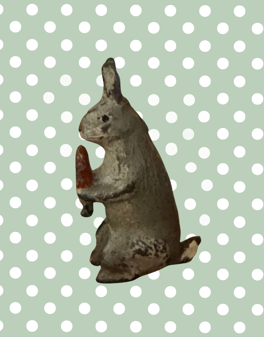 Delightful Rare Rabbit with Carrot | Taylor & Barrett Vintage Lead Figurine (England)