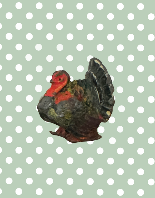 Small Black & Red Turkey With Fan Tail | Britains Ltd Vintage Lead Bird Toy (1920s)
