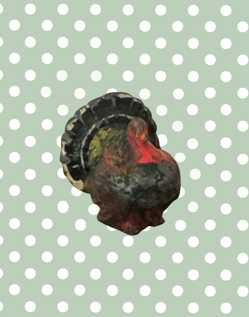 Small Black & Red Turkey With Fan Tail | Britains Ltd Vintage Lead Bird Toy (1920s)