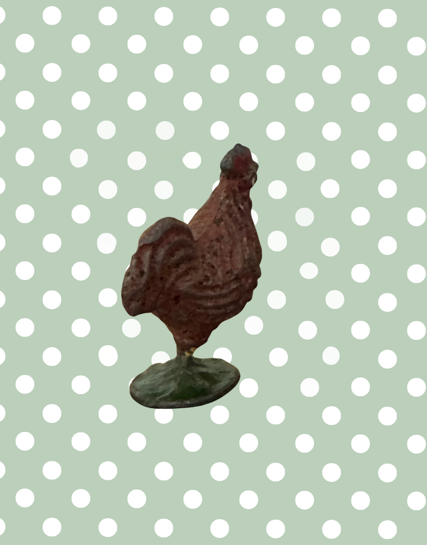 Small Characterful Red Chicken on Stand | Britains Ltd Vintage Lead Farmyard Bird (1920s)
