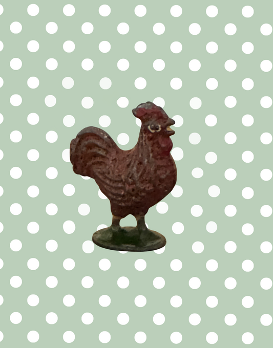 Small Characterful Red Chicken on Stand | Britains Ltd Vintage Lead Farmyard Bird (1920s)
