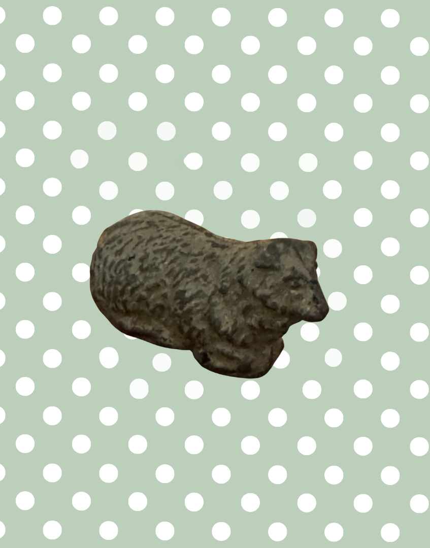 Small Laying Down Light Brown-Grey Sheep Figurine | Britains Ltd Vintage Lead Toy (1920s)
