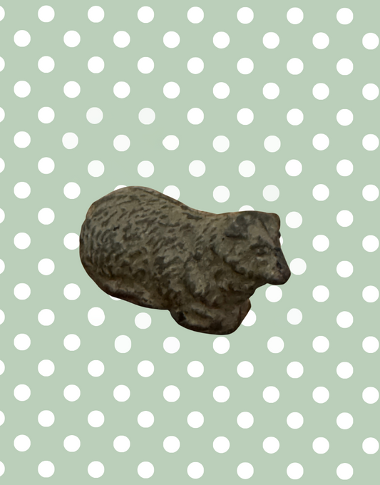 Small Laying Down Light Brown-Grey Sheep Figurine | Britains Ltd Vintage Lead Toy (1920s)

