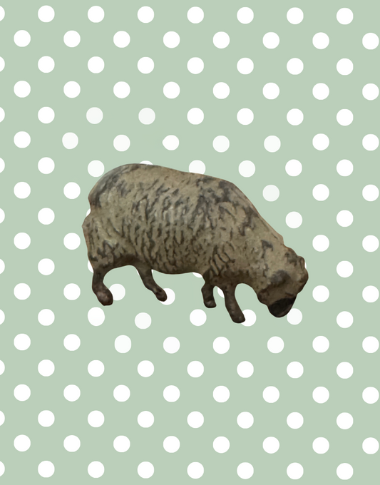 Small Grazing Beige Sheep Collectable | Britains Ltd Vintage Lead Figurine (1920s)