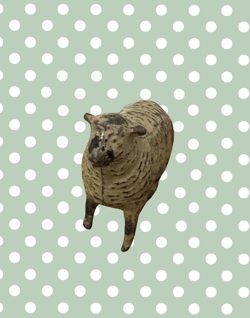 Small Standing Dark Beige Sheep Figurine | Britains Ltd Vintage Lead Farm Animal Toy (1920s)
