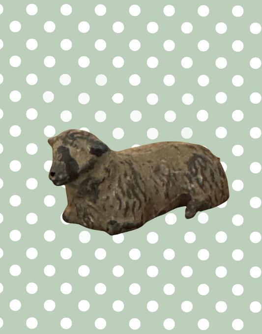 Small Sitting Light Brown Sheep Collectable | Britains Ltd Vintage Lead Toy (1920s)