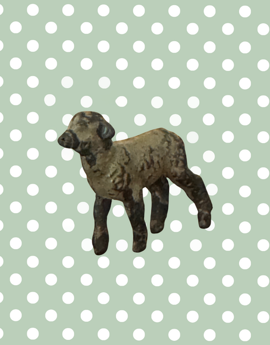 Miniature Grey Lamb Figurine | Britains Ltd Vintage Lead Farm Animal )1920s)