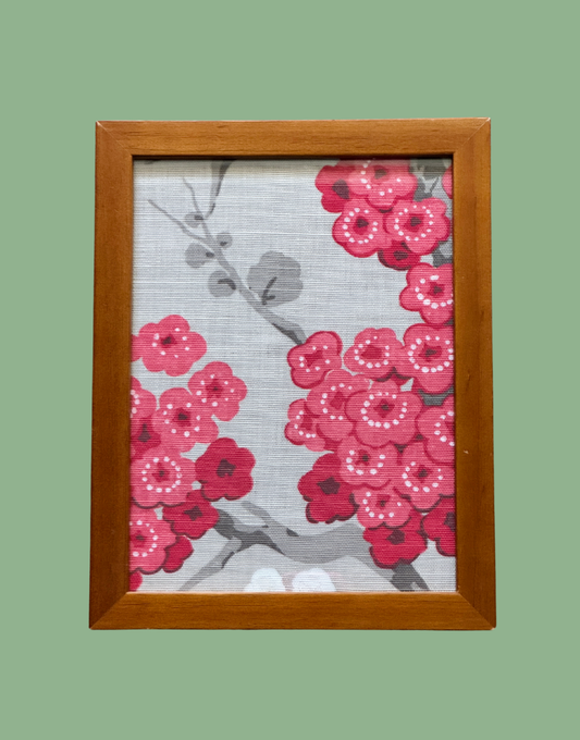 Japan Blossom Pink floral framed fabric wall art full front view