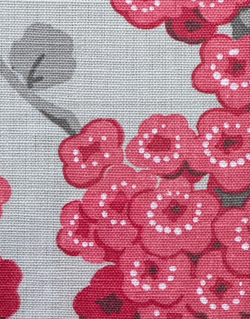 Close up pink blossom pattern on Japan Blossom Pink framed textile art