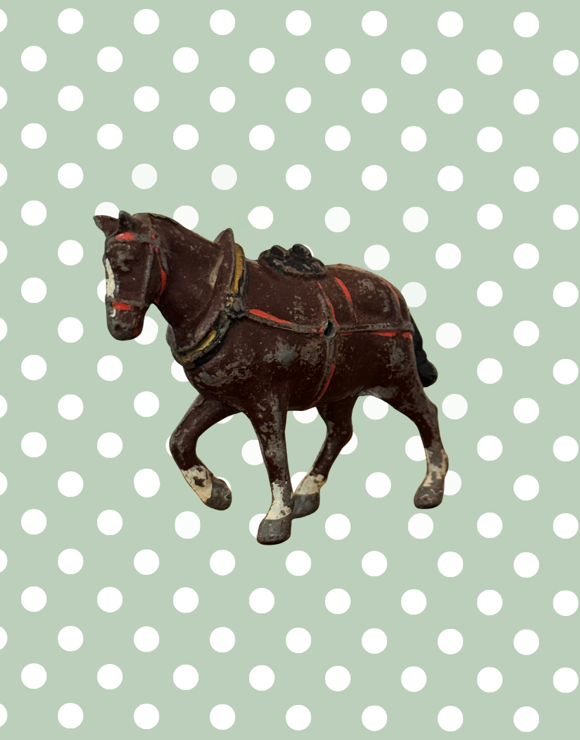 Large Standing Brown Working Cart Horse (Version 1) | Crescent Toys Vintage Lead Horse (England)

