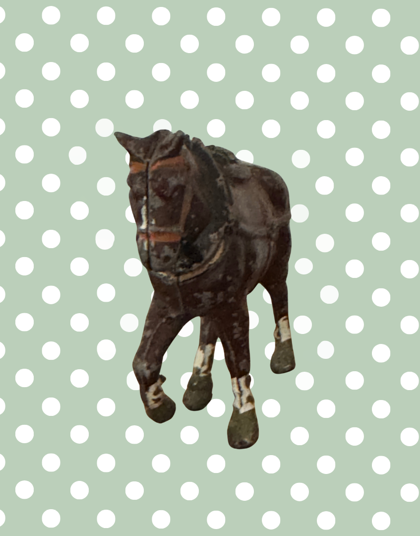 Large Standing Brown Working Cart Horse (Version 1) | Crescent Toys Vintage Lead Horse (England)

