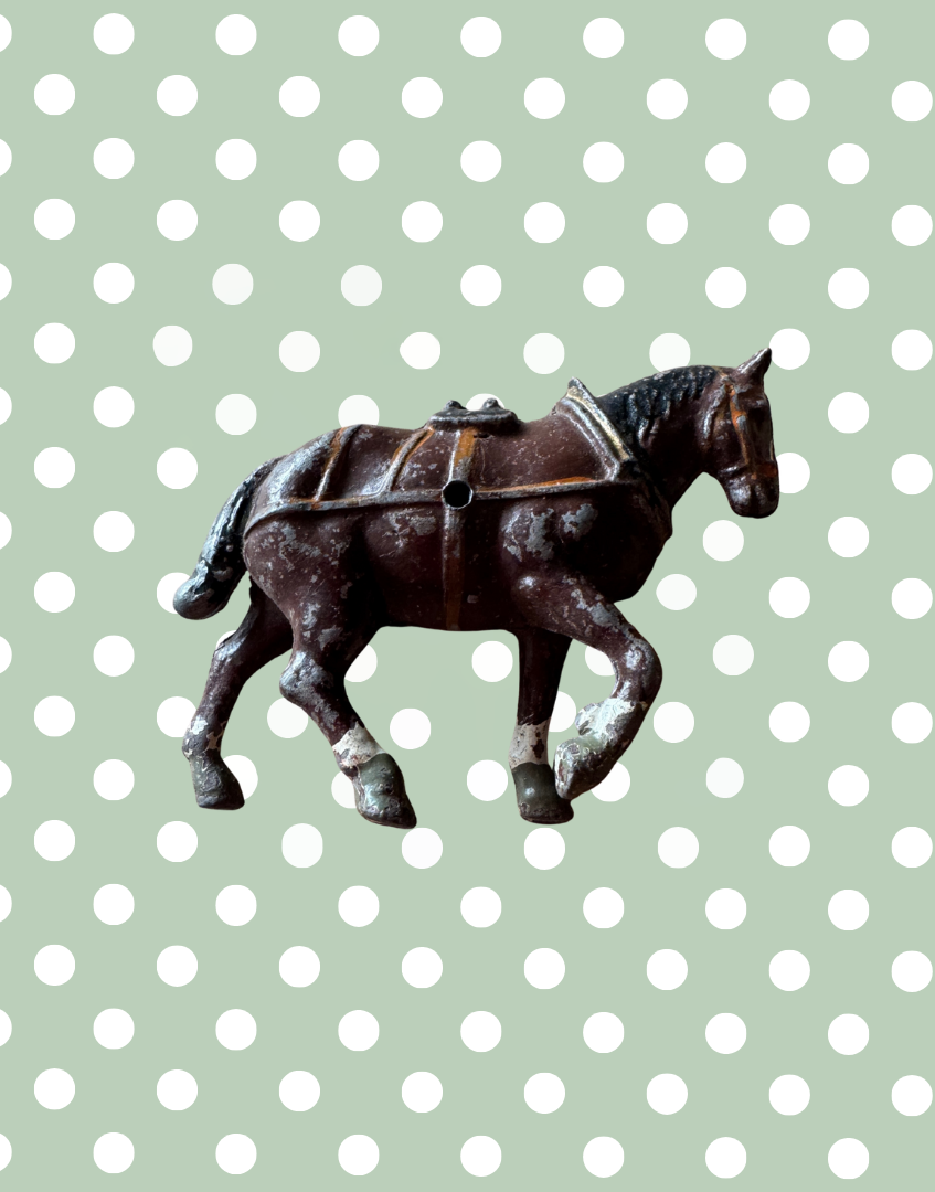 Large Standing Brown Working Cart Horse (Version 1) | Crescent Toys Vintage Lead Horse (England)

