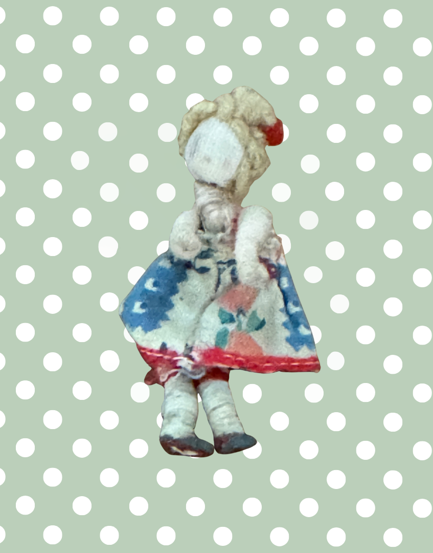 Rare Antique Dollhouse Lady Figure | Caco-Era Composition Head & Metal Shoes Doll Collectable