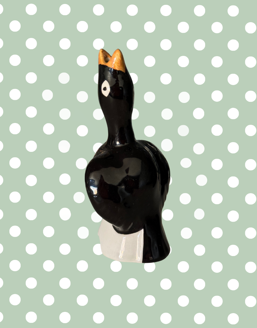 Highly Collectible ‘Midwinter’ Black & Yellow Pie Bird on White Perch | Mid-Century Classic Clarice Cliff British T