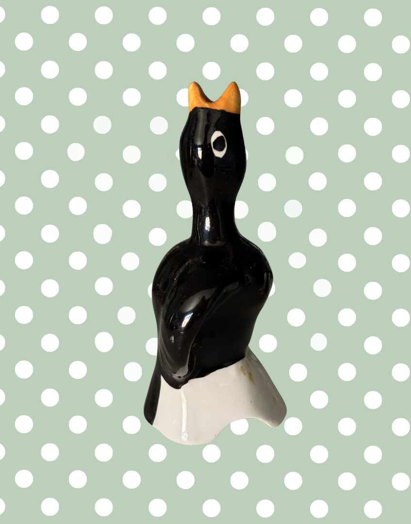 Highly Collectible ‘Midwinter’ Black & Yellow Pie Bird on White Perch | Mid-Century Classic Clarice Cliff British T