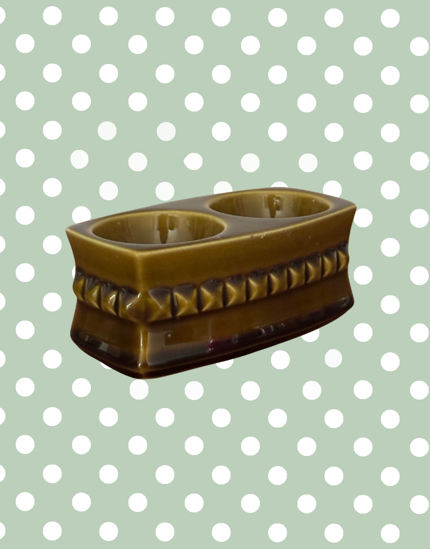 Art Deco Glazed Pottery Twin Egg Cup | Olive & Mustard Gentleman’s Style 1930s Tableware