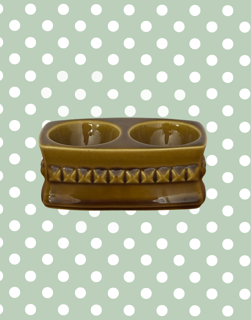Art Deco Glazed Pottery Twin Egg Cup | Olive & Mustard Gentleman’s Style 1930s Tableware