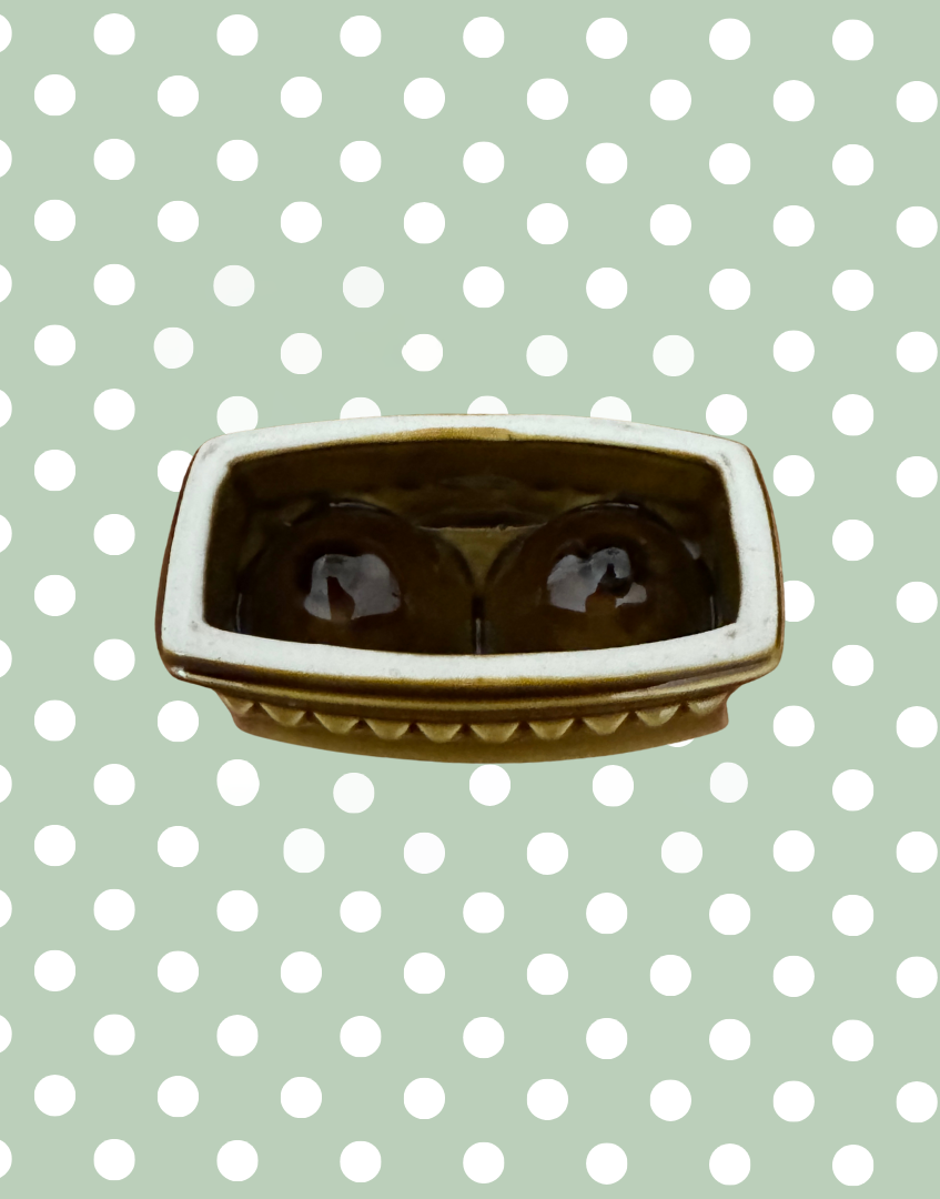 Art Deco Glazed Pottery Twin Egg Cup | Olive & Mustard Gentleman’s Style 1930s Tableware