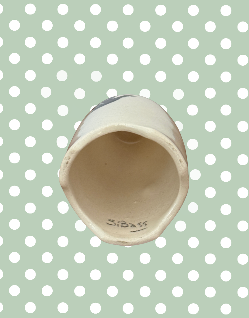 Stuart Bass Cream Pie Funnel with Black Bird Illustration | Handcrafted Devon Collectable