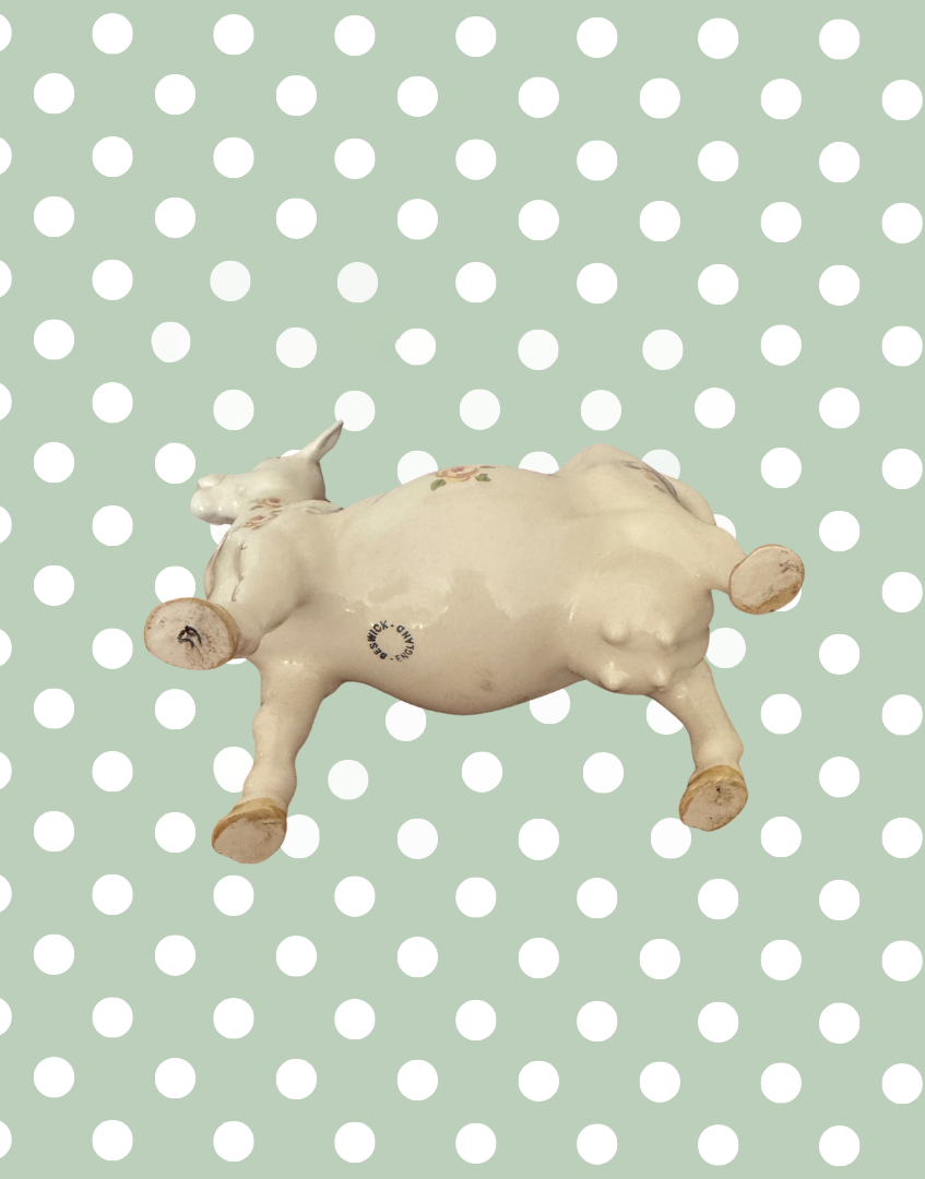 Beswick ‘Daisy the Cow’ Floral Cow Creamer Figurine | 1980s Vintage English Pottery Collectable