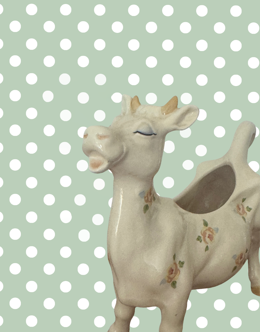 Beswick ‘Daisy the Cow’ Floral Cow Creamer Figurine | 1980s Vintage English Pottery Collectable