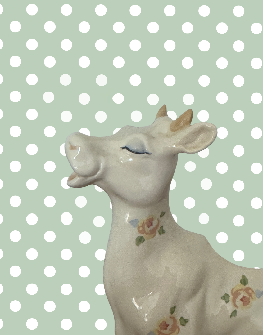 Beswick ‘Daisy the Cow’ Floral Cow Creamer Figurine | 1980s Vintage English Pottery Collectable