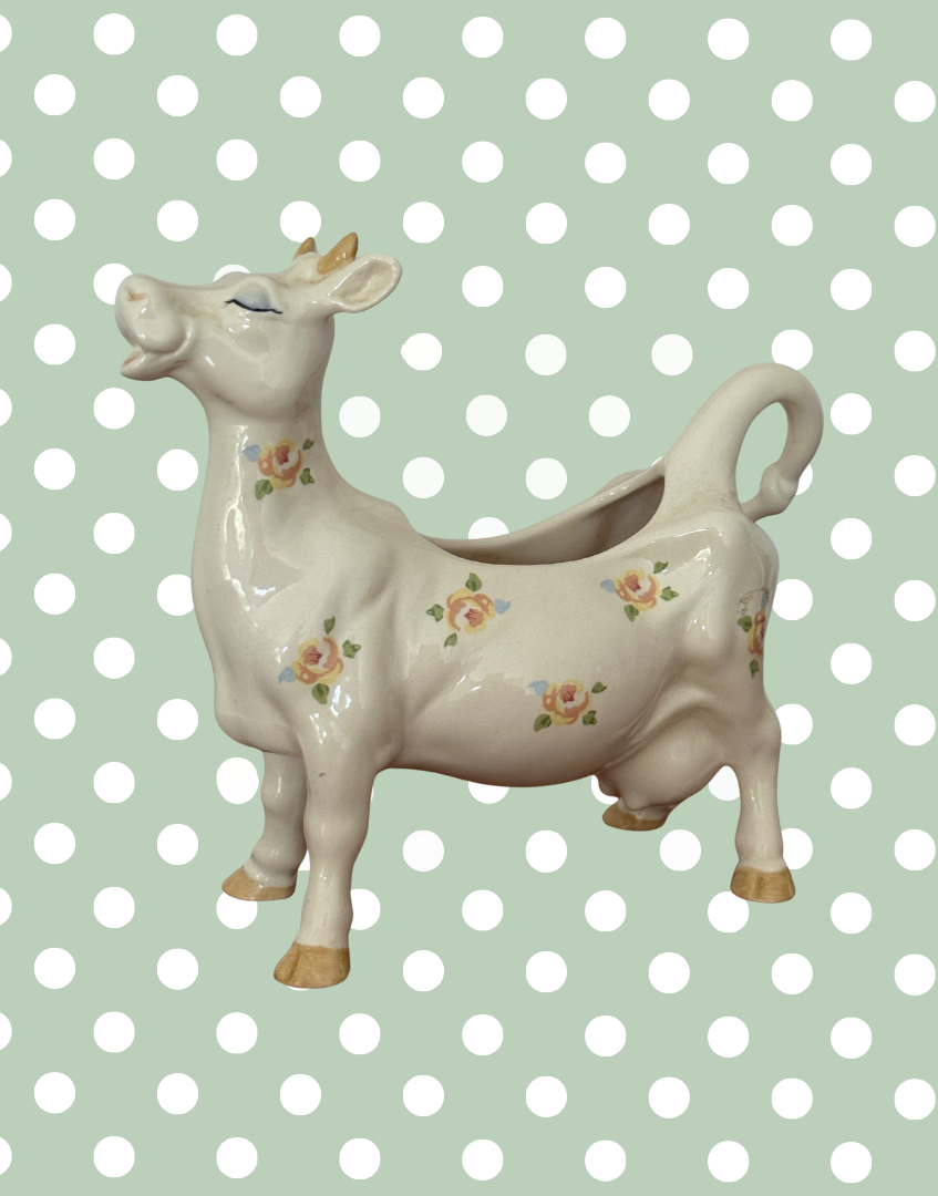Beswick ‘Daisy the Cow’ Floral Cow Creamer Figurine | 1980s Vintage English Pottery Collectable