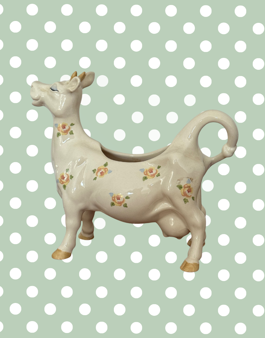 Beswick ‘Daisy the Cow’ Floral Cow Creamer Figurine | 1980s Vintage English Pottery Collectable