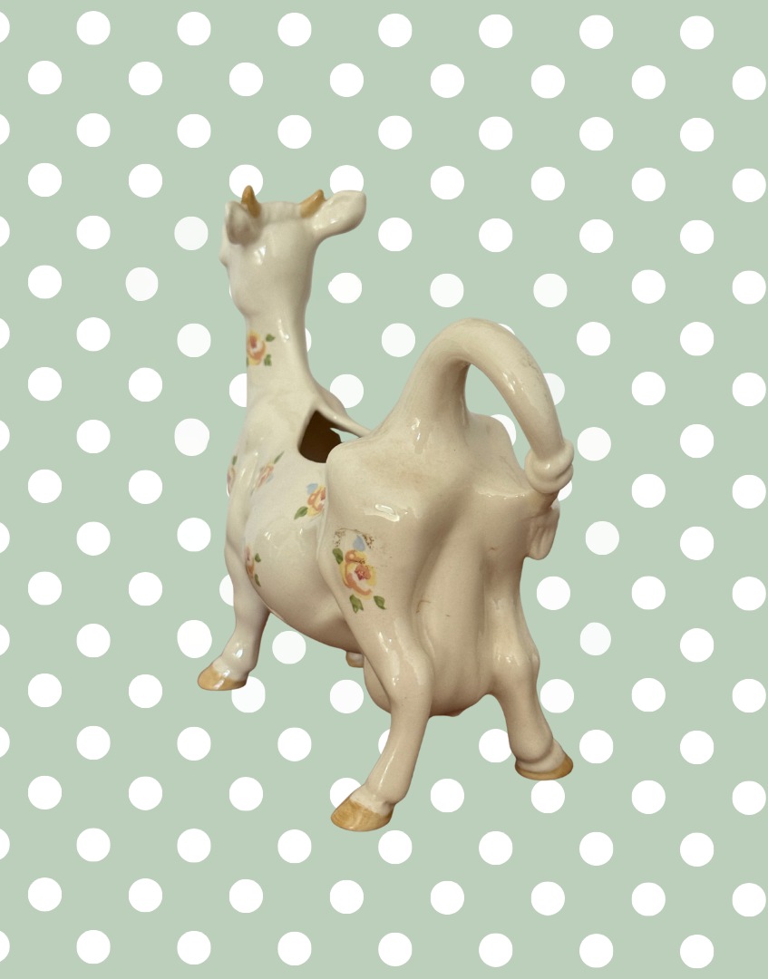 Beswick ‘Daisy the Cow’ Floral Cow Creamer Figurine | 1980s Vintage English Pottery Collectable