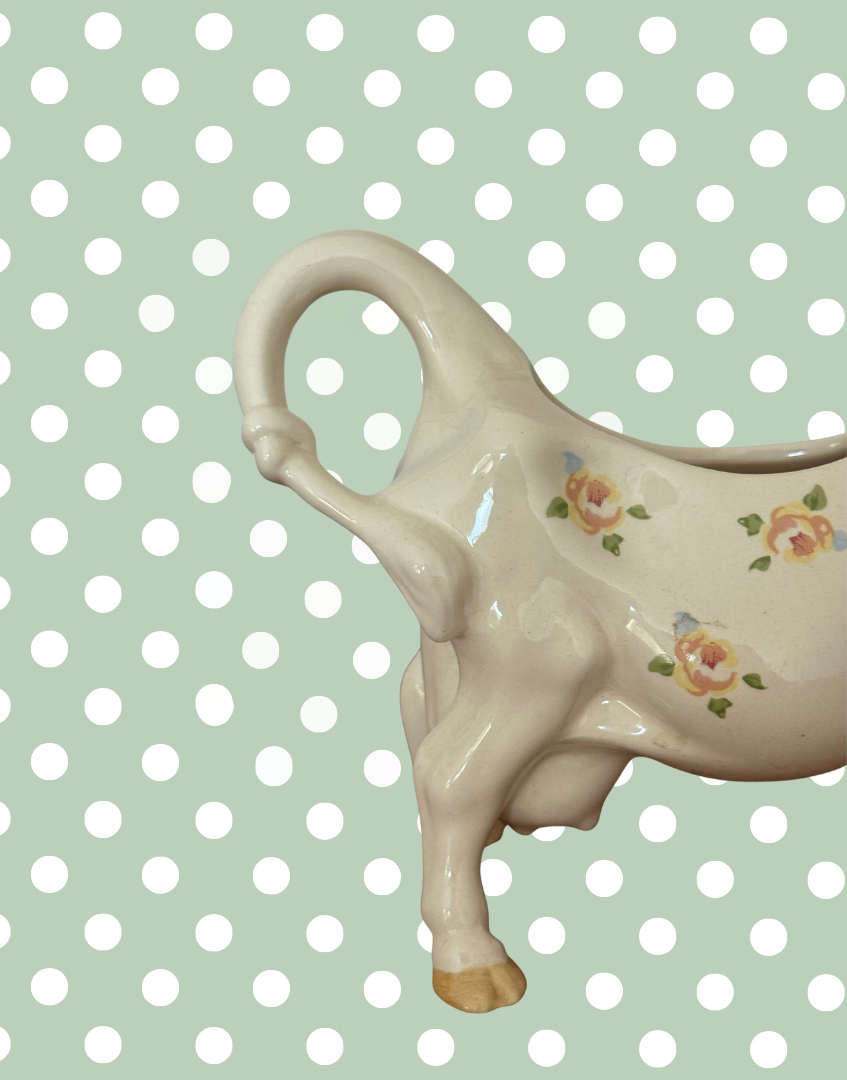 Beswick ‘Daisy the Cow’ Floral Cow Creamer Figurine | 1980s Vintage English Pottery Collectable