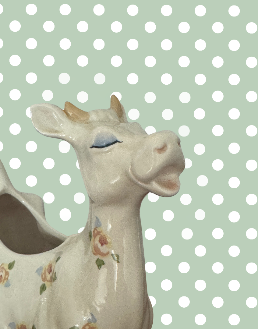 Beswick ‘Daisy the Cow’ Floral Cow Creamer Figurine | 1980s Vintage English Pottery Collectable