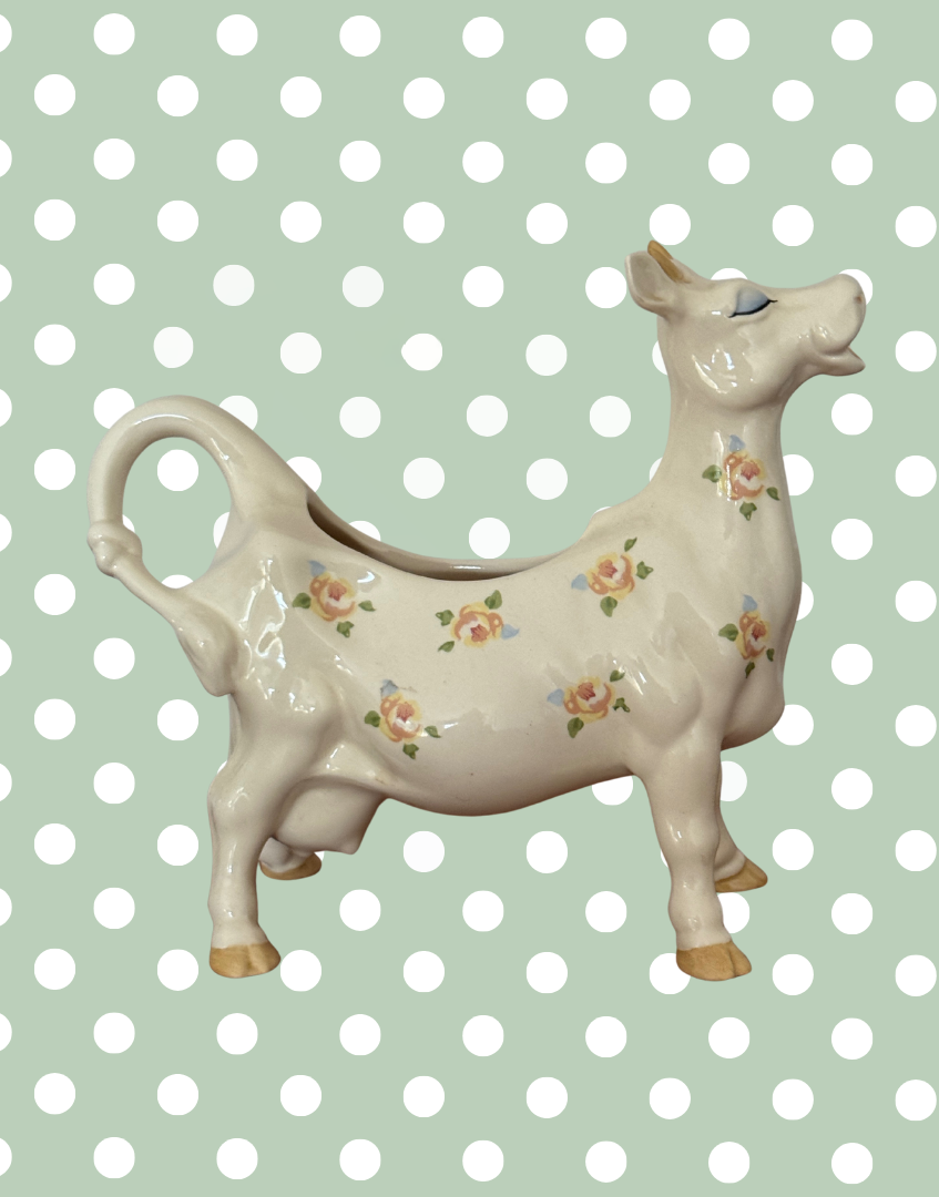 Beswick ‘Daisy the Cow’ Floral Cow Creamer Figurine | 1980s Vintage English Pottery Collectable