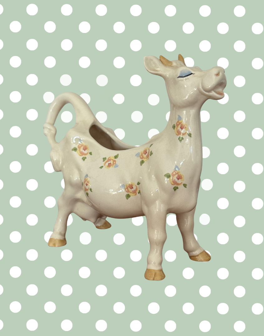 Beswick ‘Daisy the Cow’ Floral Cow Creamer Figurine | 1980s Vintage English Pottery Collectable